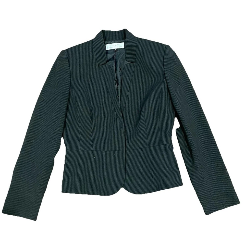 Tahari Jacket Womens Black Pinstripe Blazer Arthur S Levine Career Size 4